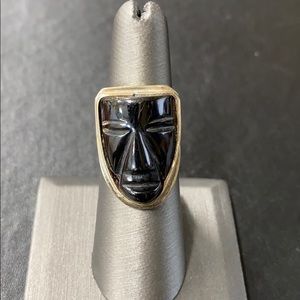 Silver Black Mask Ring